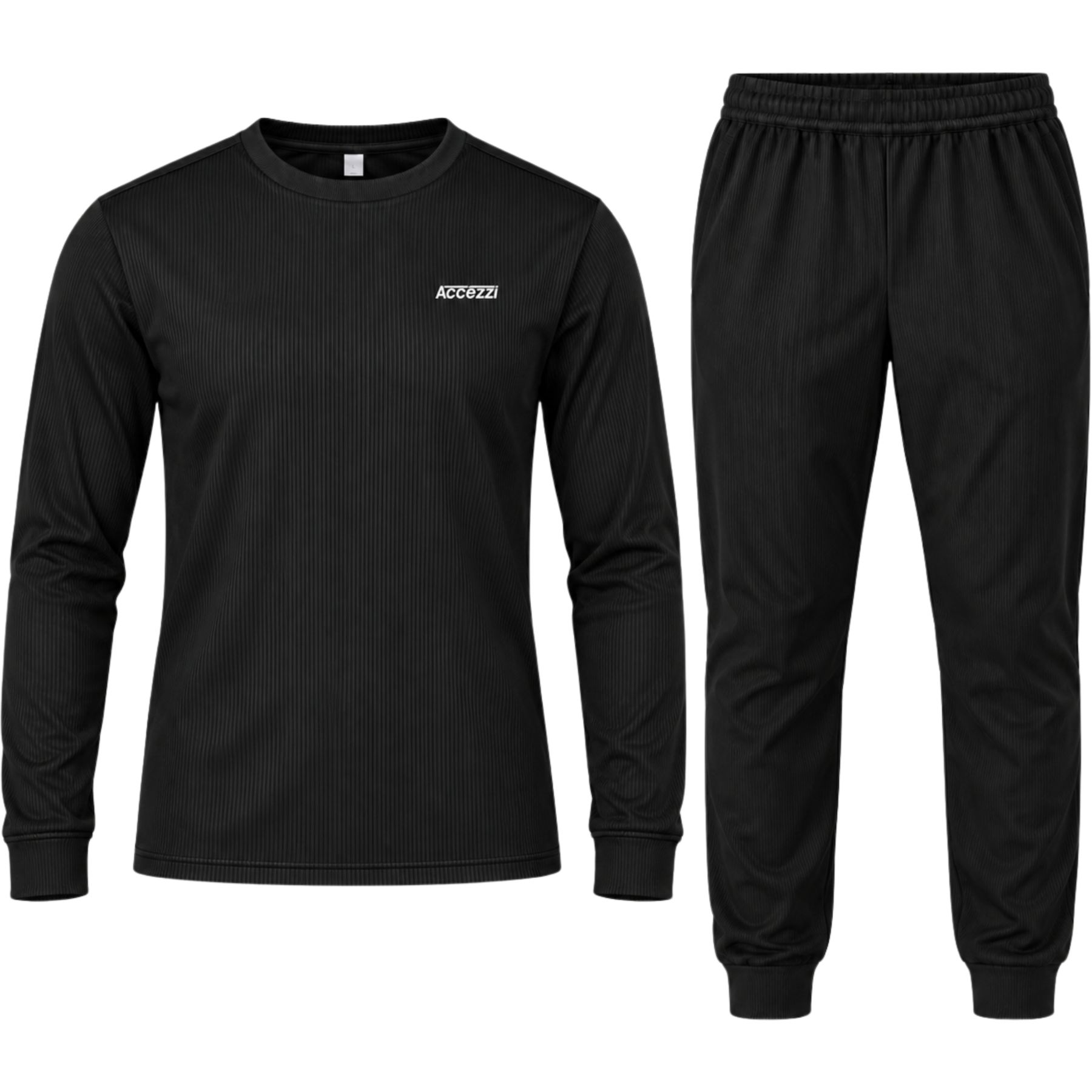 Accezzi Baselayer, ropa interior térmica, hombre, negro