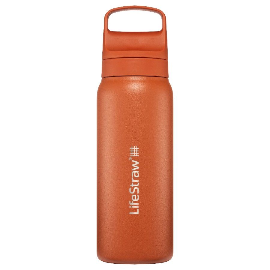 Botella de filtro de agua de acero inoxidable Lifestraw Go 2.0, Kyoto Naranja, 700 ML, naranja