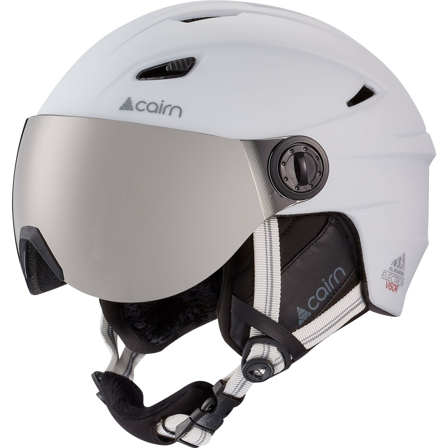 Electron, casco de esquí con visera, blanco mate