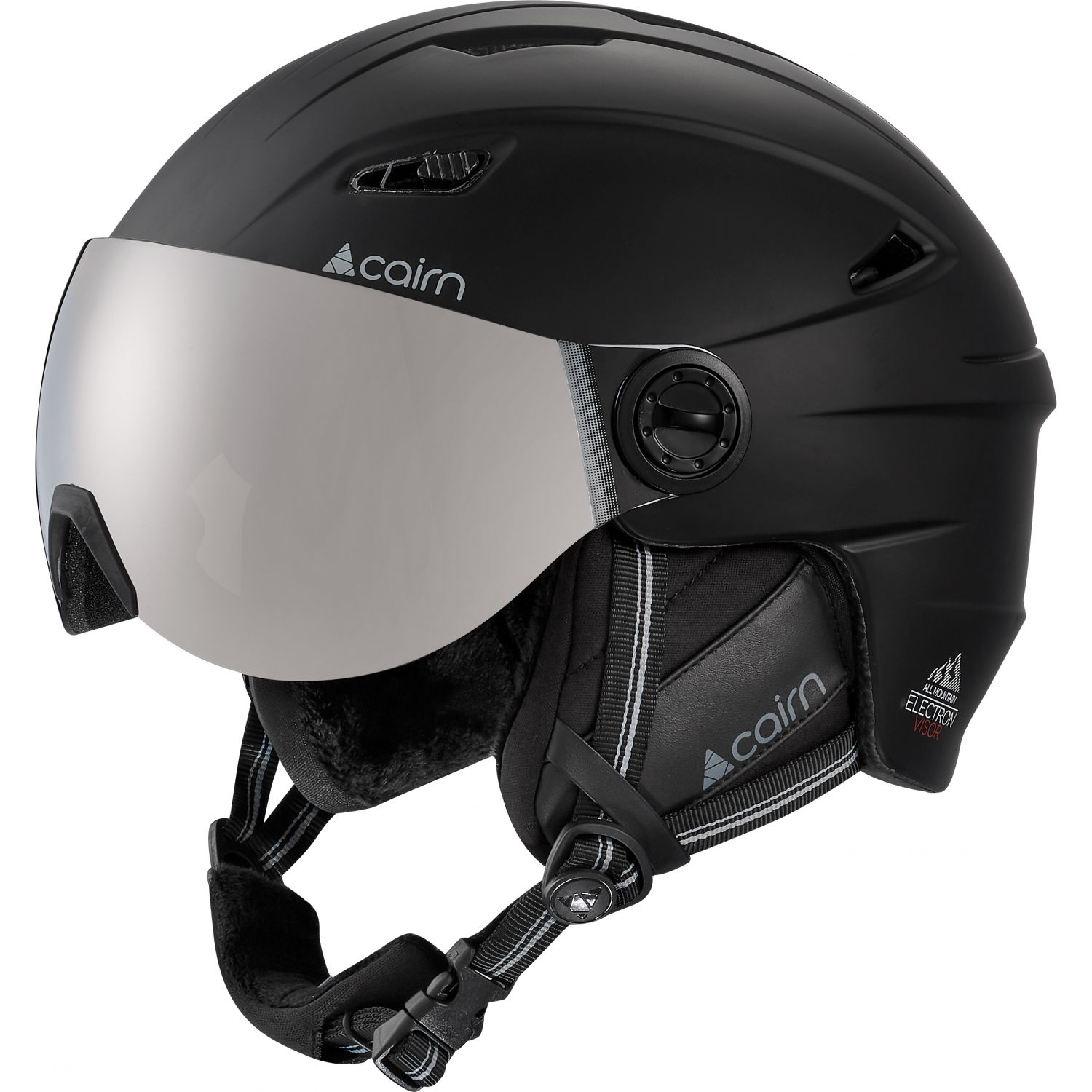 Electron, casco de esquí con visera, negro mate