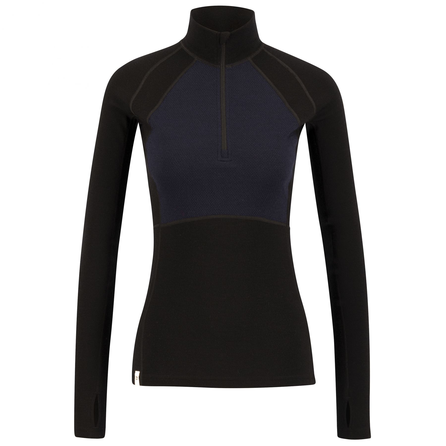 Camiseta interior de esquí Ulvang Peak Map Half Zip, mujer, negro/azul oscuro