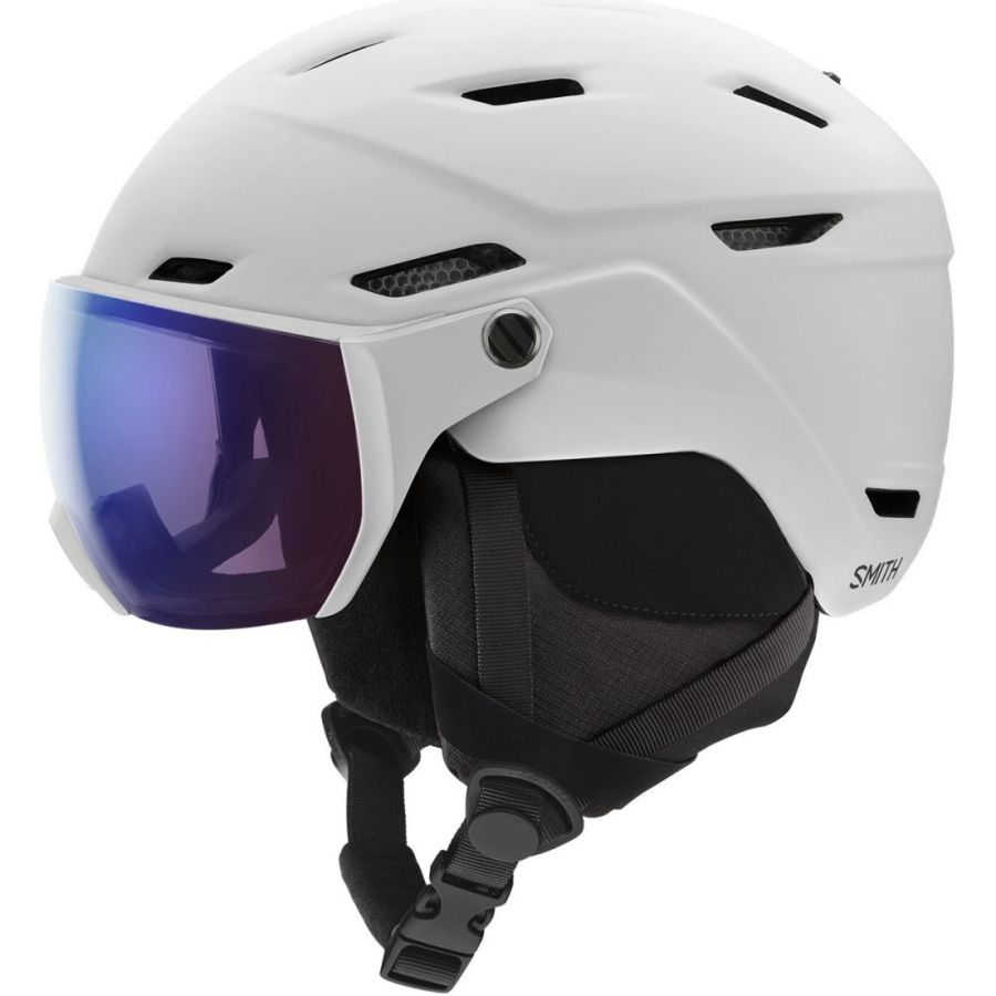 Casco de esquí Smith Survey con visera, fotocrómico, blanco
