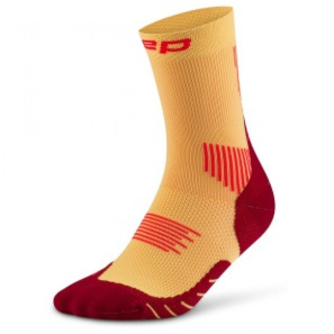CEP Core Run Socks Mid Cut 5.0, calcetines de running, mujer, amarillo