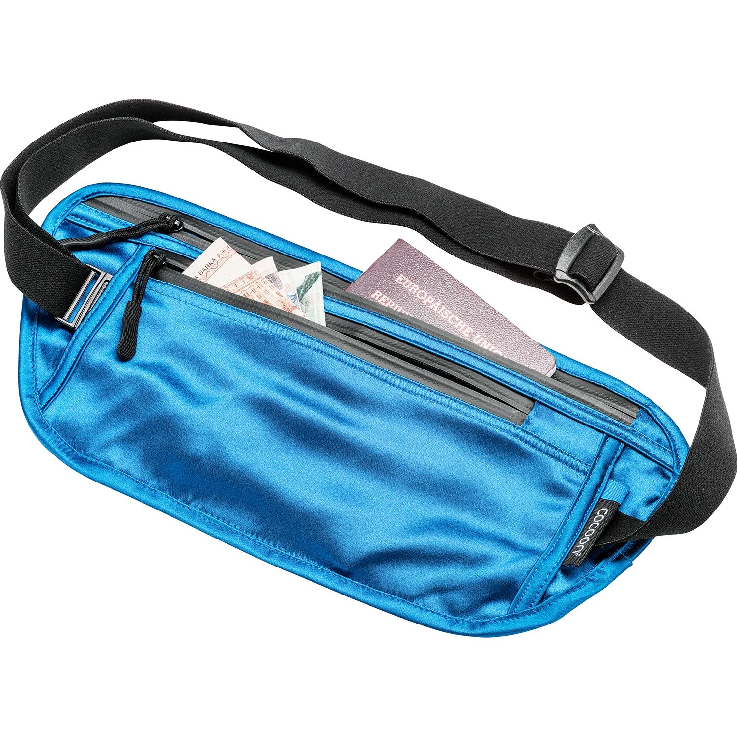 Cocoon Secret Waist Wallet / Silk, Pung, azul laguna