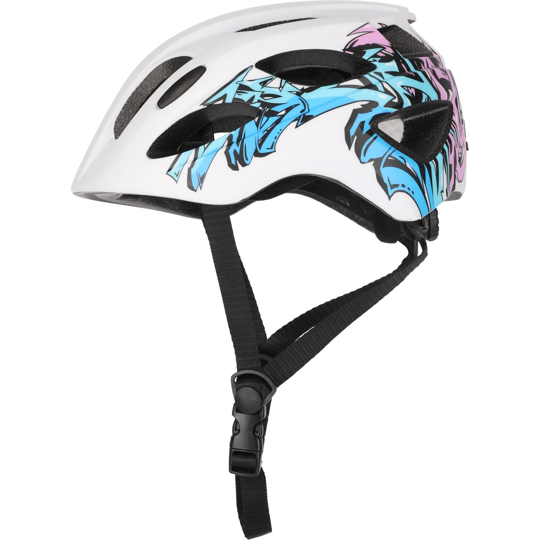 Crazy Safety Cool Grafitti, casco de bicicleta, junior, blanco/azul
