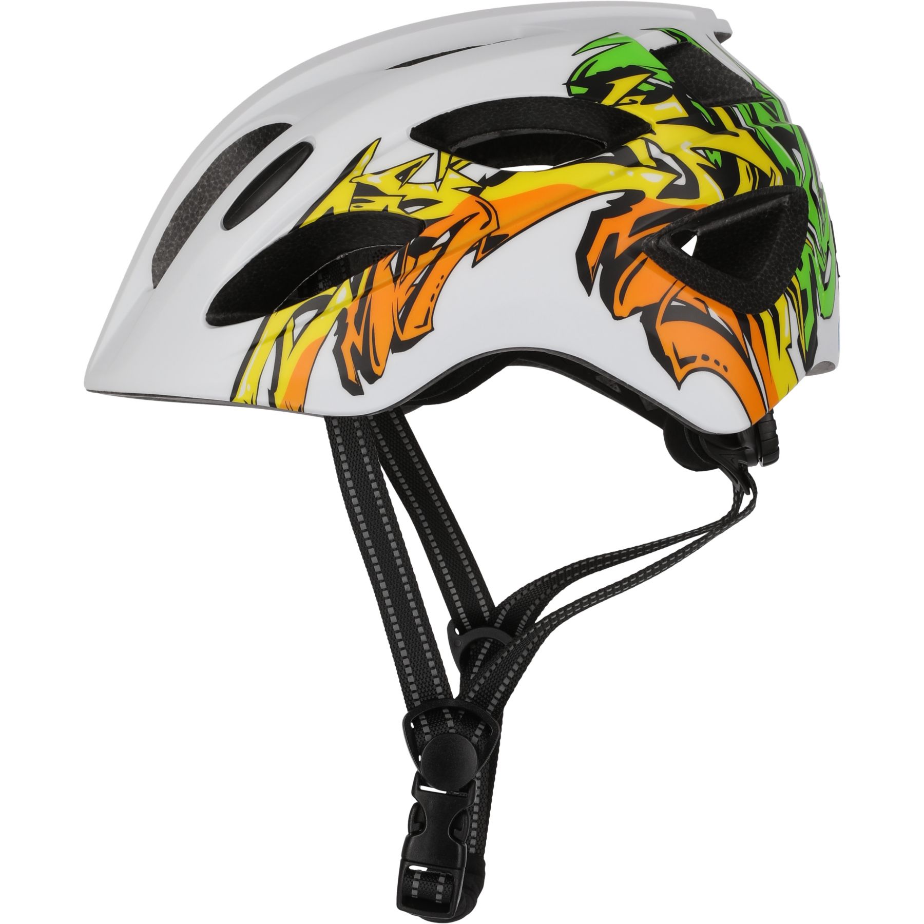 Crazy Safety Cool Grafitti, casco de bicicleta, junior, blanco/naranja