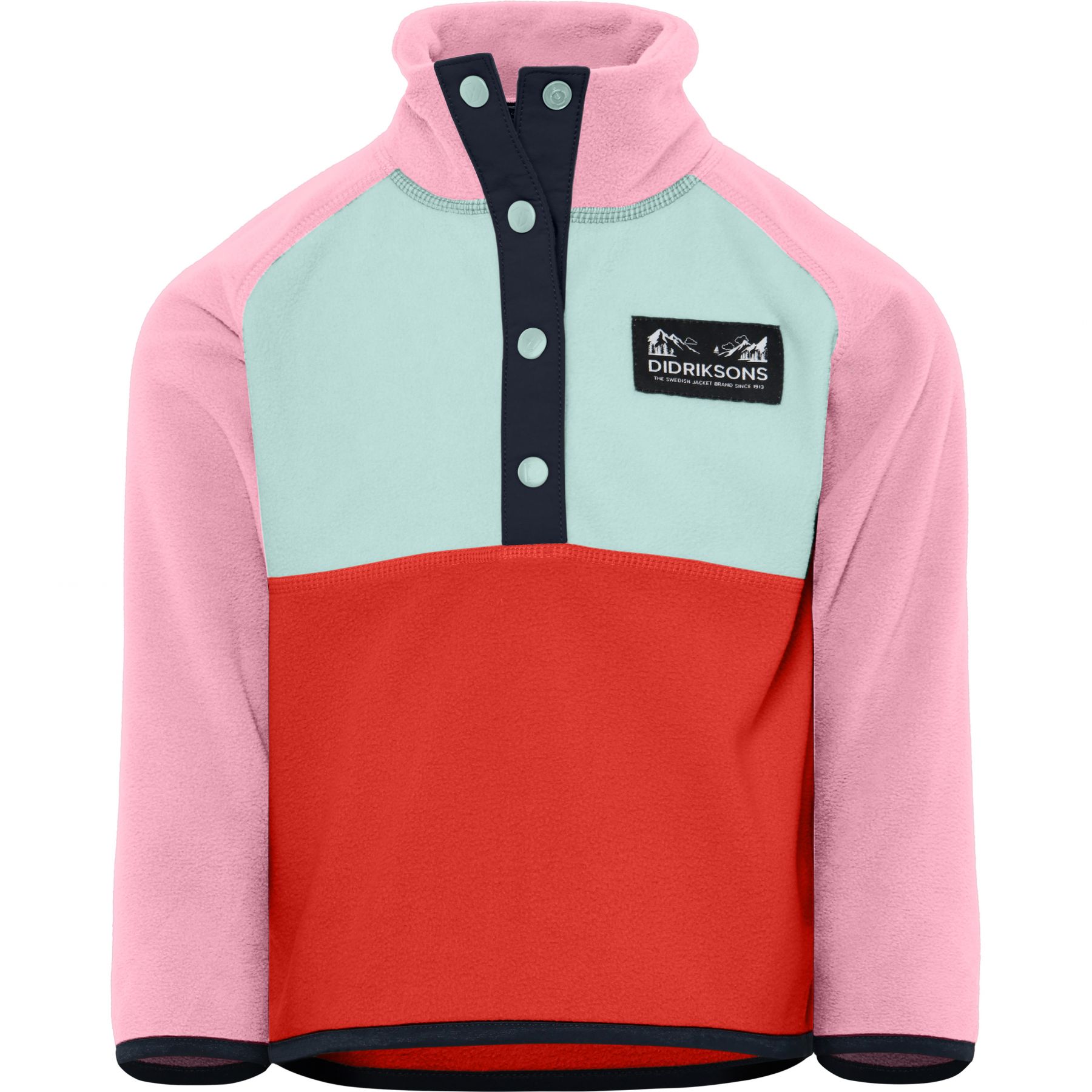 Didriksons Monte, sudadera polar, junior, rosa/azul claro/naranja