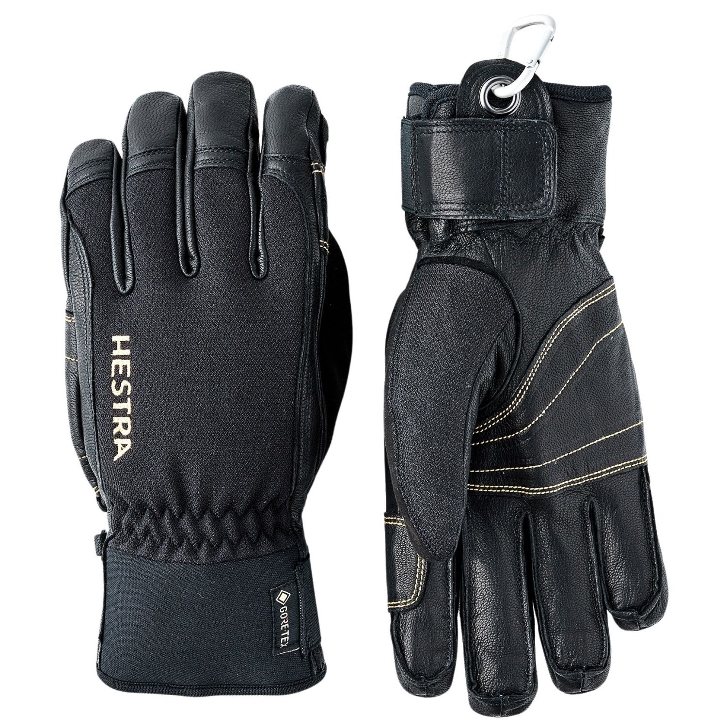 Guantes de esquí Hestra Army Leather Gore-Tex Short, negros