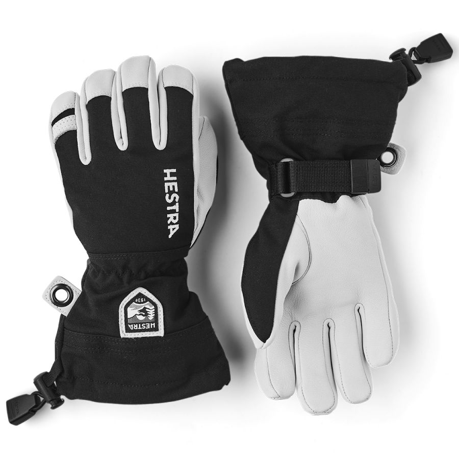 Guantes de esquí Hestra Army Leather Heli, junior, negros