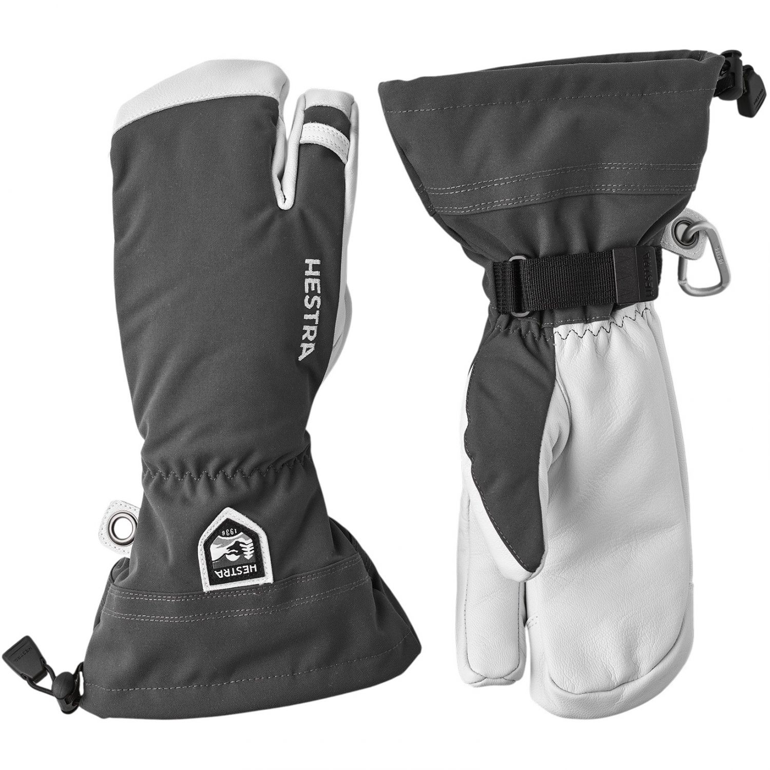 Guantes de esquí Hestra Army Leather Heli Ski, 3 dedos, gris