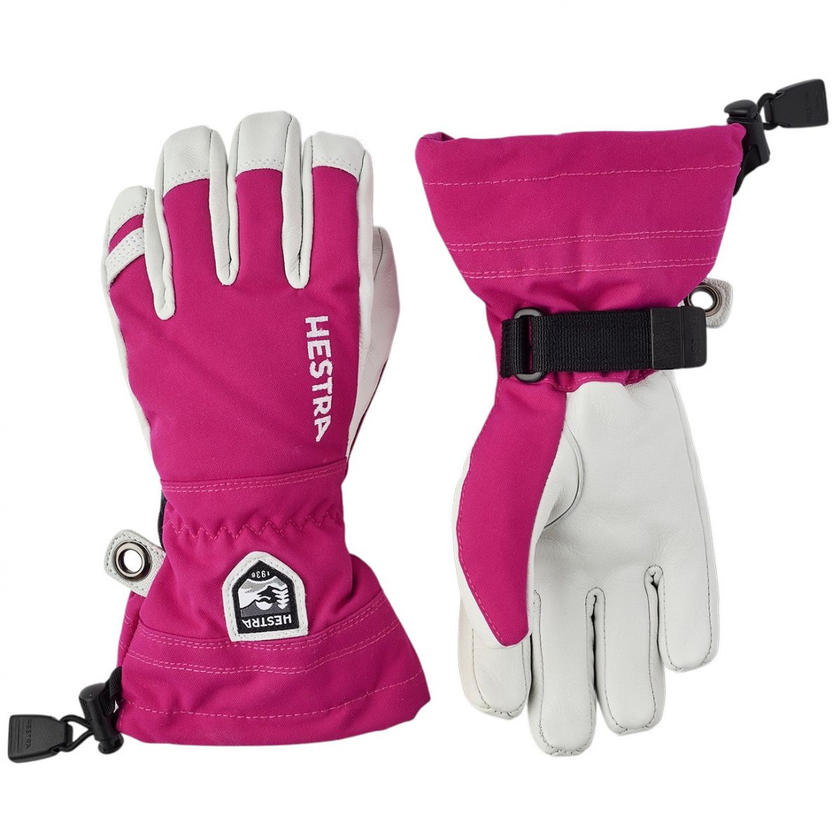 Guantes de esquí Hestra Army Leather Heli Ski, junior, rosa