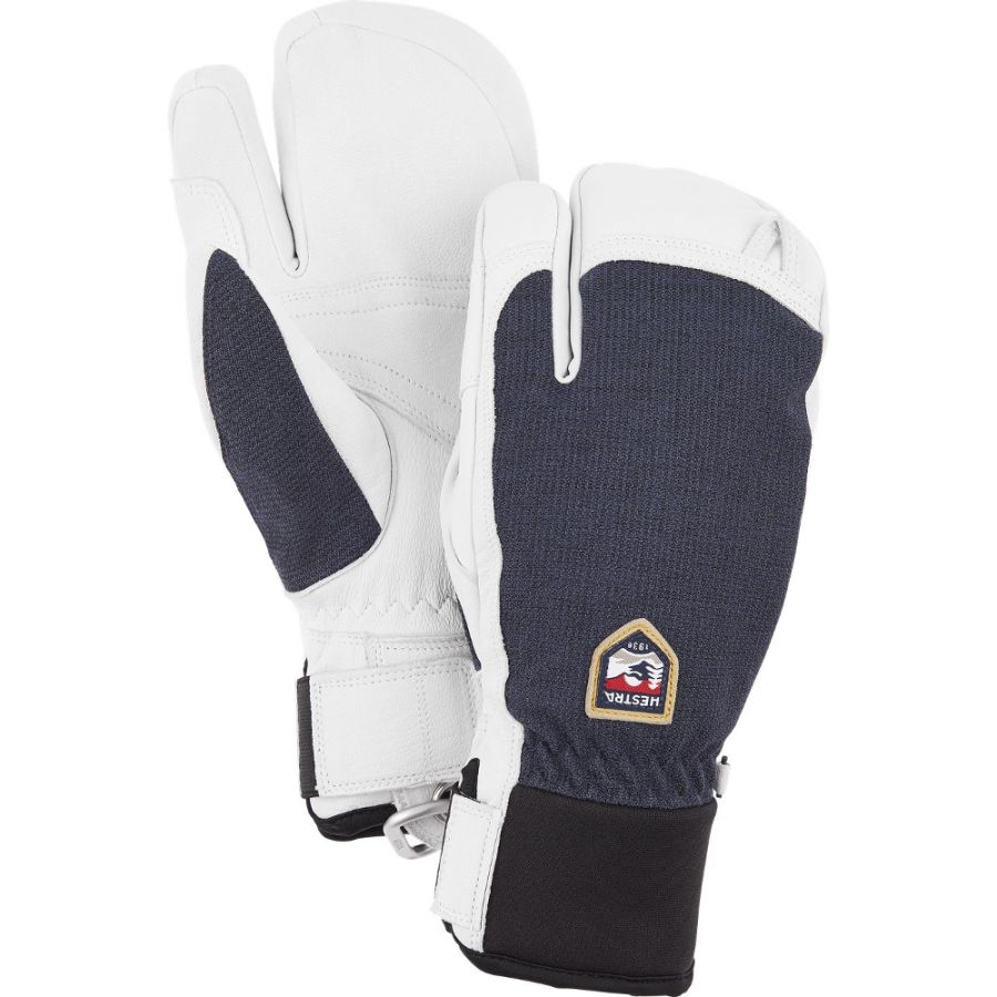 Guantes de esquí Hestra Army Leather Patrol 3 dedos, azul marino