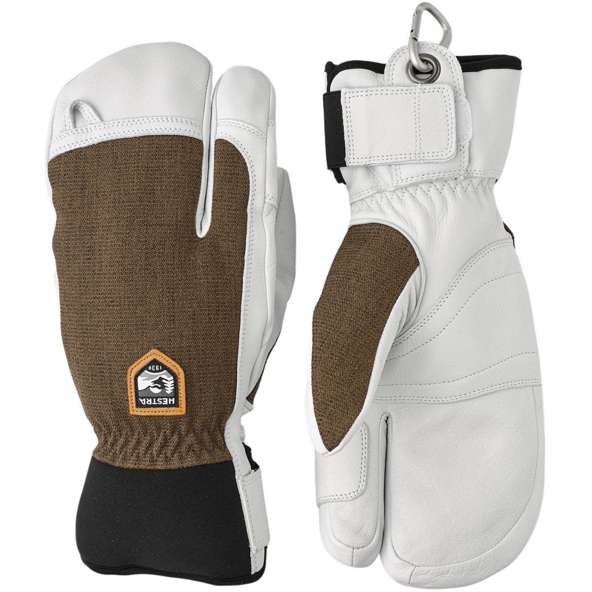 Guantes de esquí Hestra Army Leather Patrol, 3 dedos, oliva