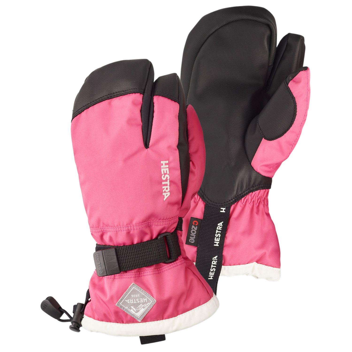 Guantes de esquí Hestra Gauntlet 3 dedos, junior, rosa