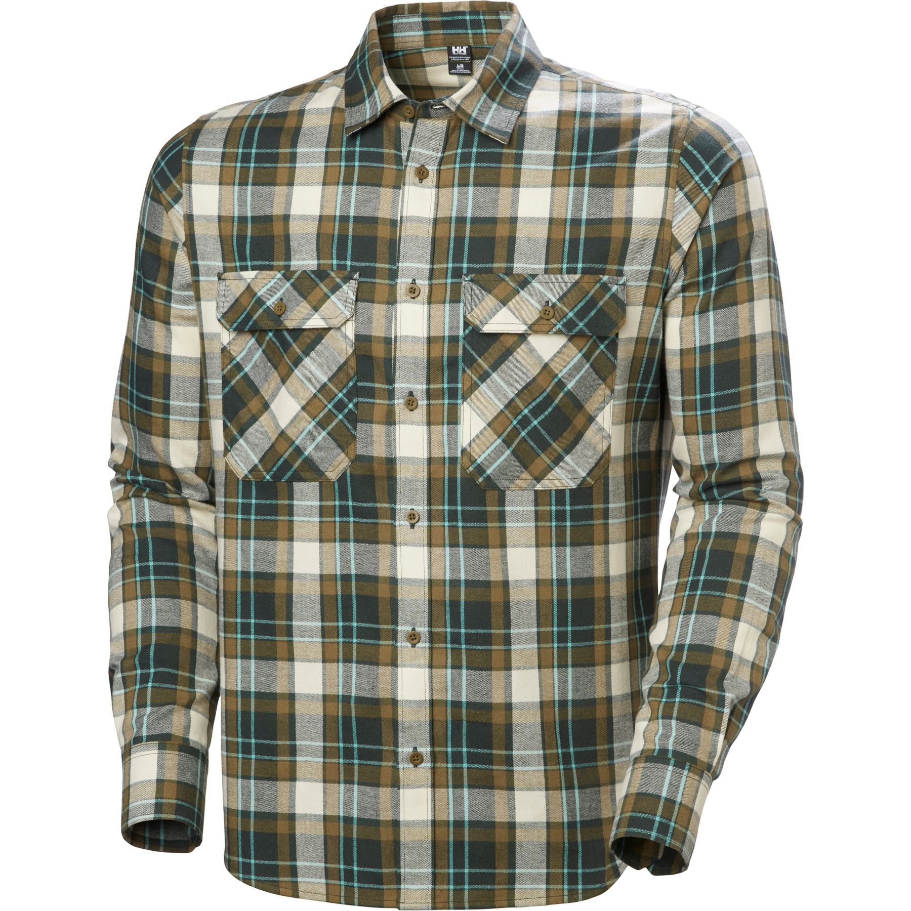 Helly Hansen Lokka Flannel LS Shirt, camisa, hombre, verde/marrón