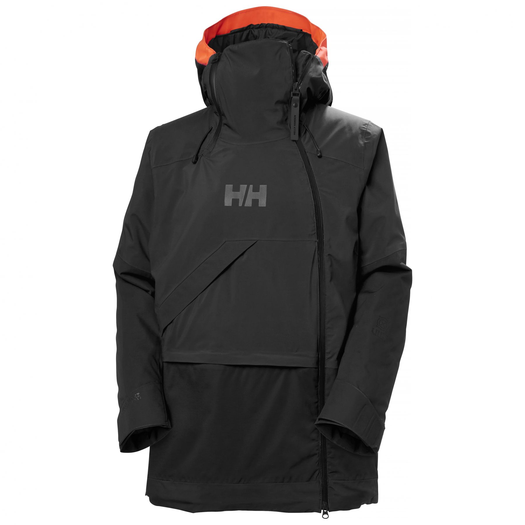 Helly Hansen Powchaser Asymmetric, Chaqueta de esquí, Mujer, Negro