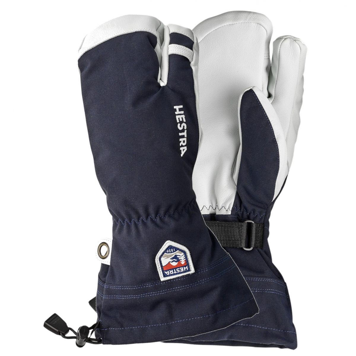 Hestra Army Leather Heli 3 finger, guantes de esquí, azul marino