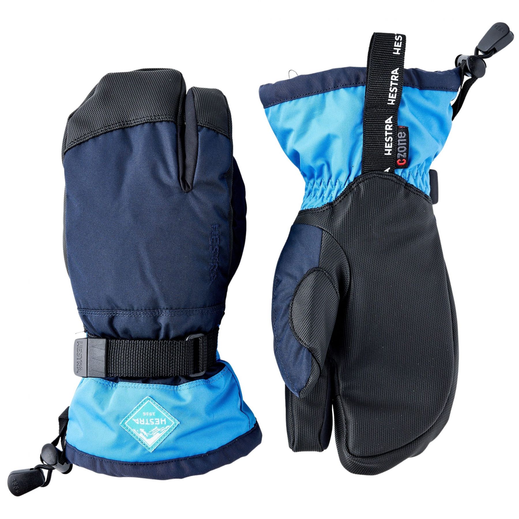 Hestra Gauntlet CZone, guantes de esquí de 3 dedos, junior, azul