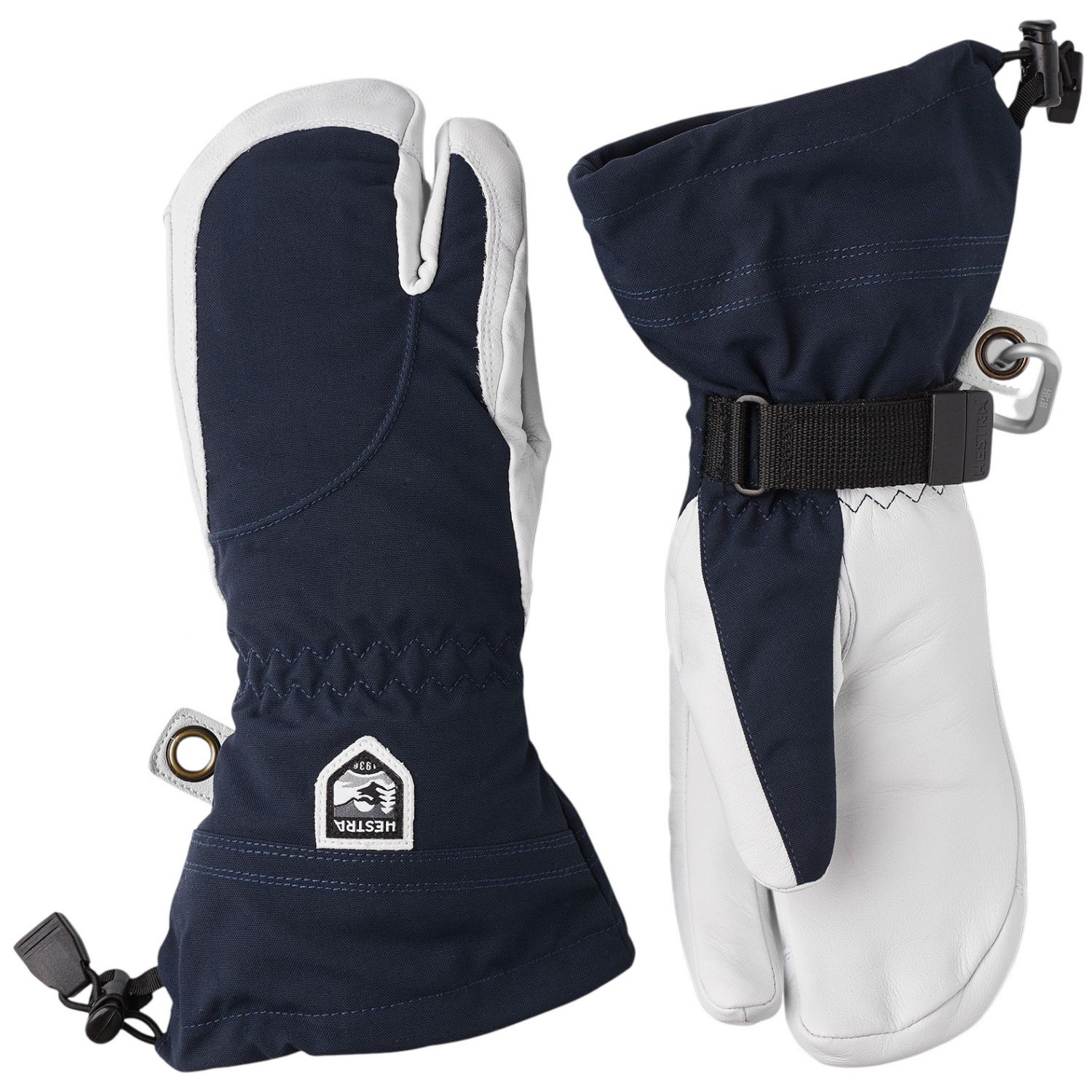 Hestra Heli Ski, Guantes de esquí 3 dedos, Mujer, Azul marino