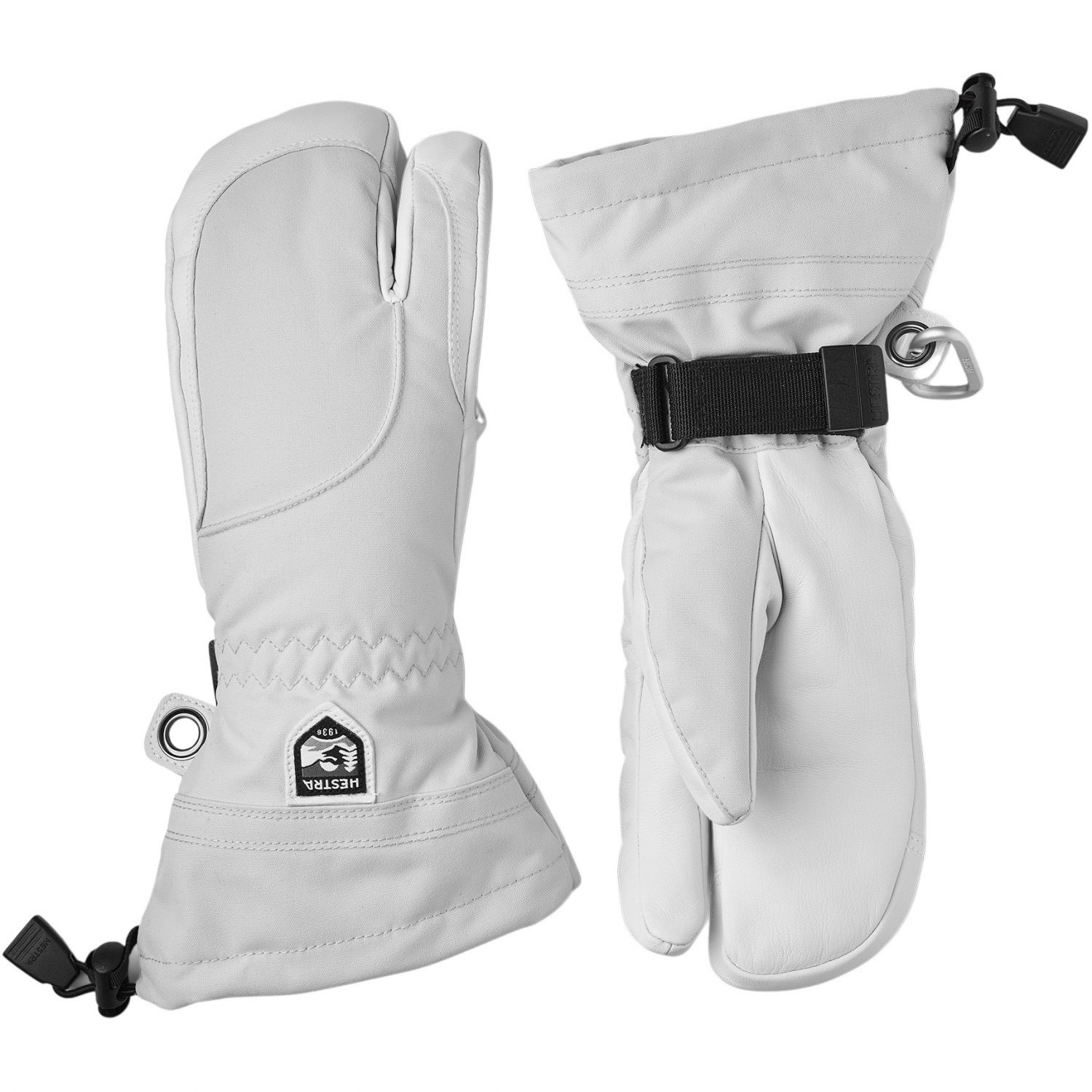 Hestra Heli Ski, guantes de esquí de 3 dedos, mujer, gris claro/blanco