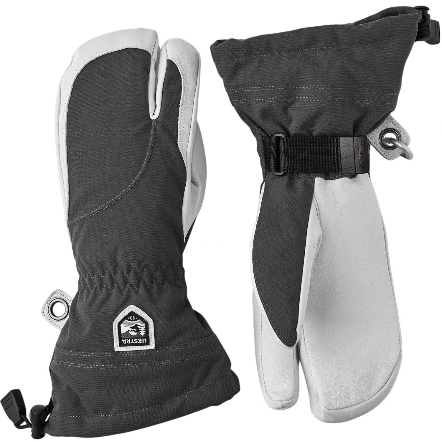 Hestra Heli Ski, guantes de esquí de 3 dedos, mujer, gris/blanco