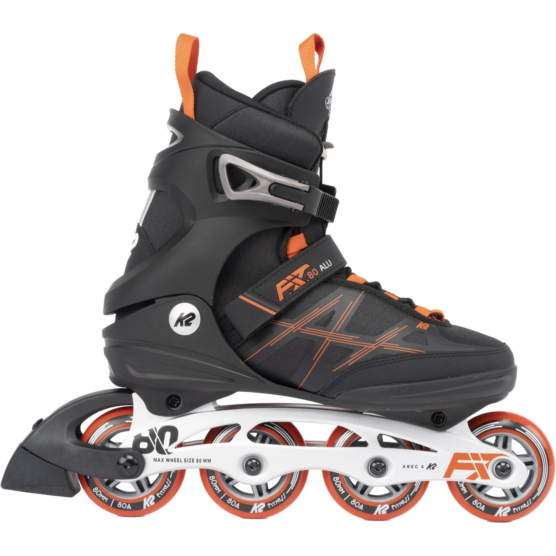 K2 F.I.T. 80 Alu, patines en línea, hombre, negro/naranja