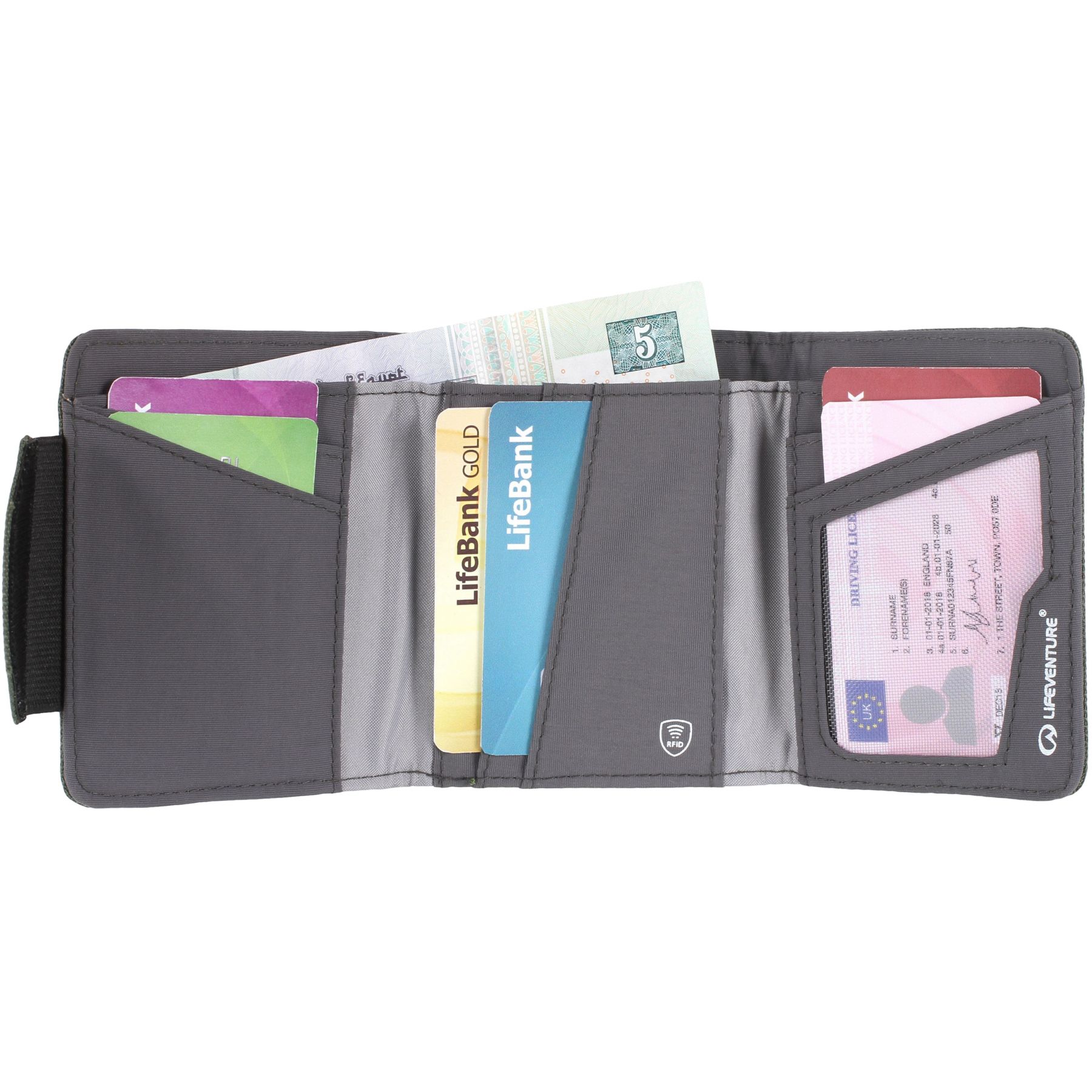 Lifeventure Cartera RFID, materiales reciclados, unisex, gris