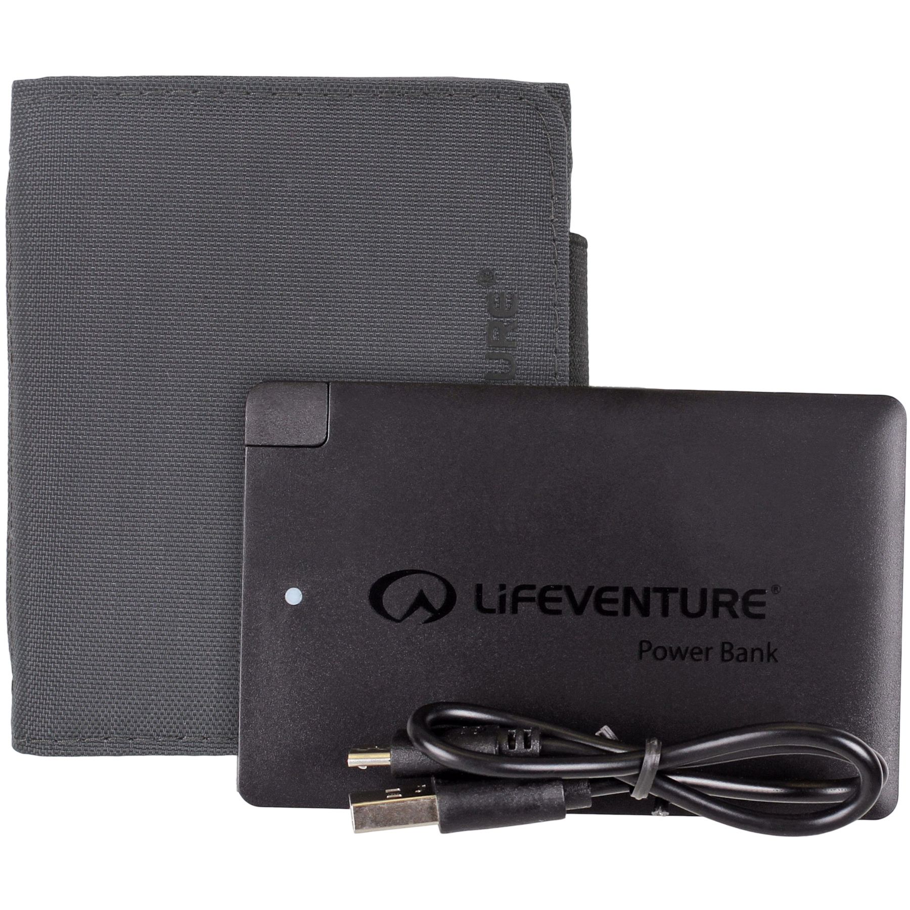Lifeventure RFiD Charger Wallet con power bank, unisex, negro