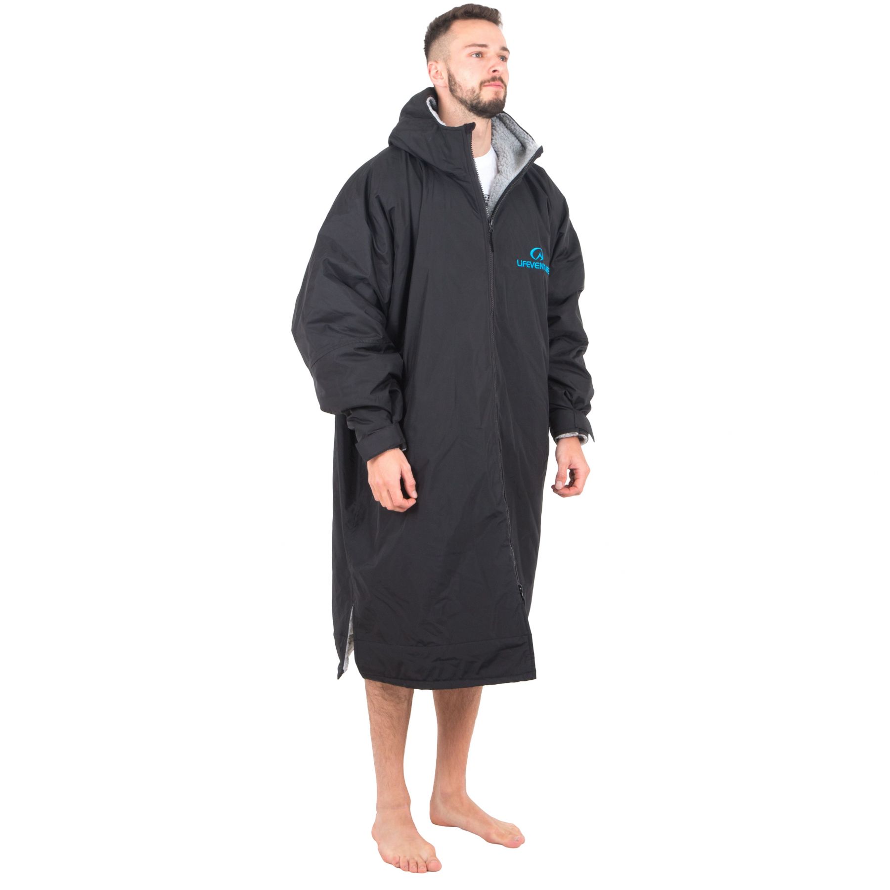 Lifeventure Thermarobe con mangas largas y forro polar, unisex, negro