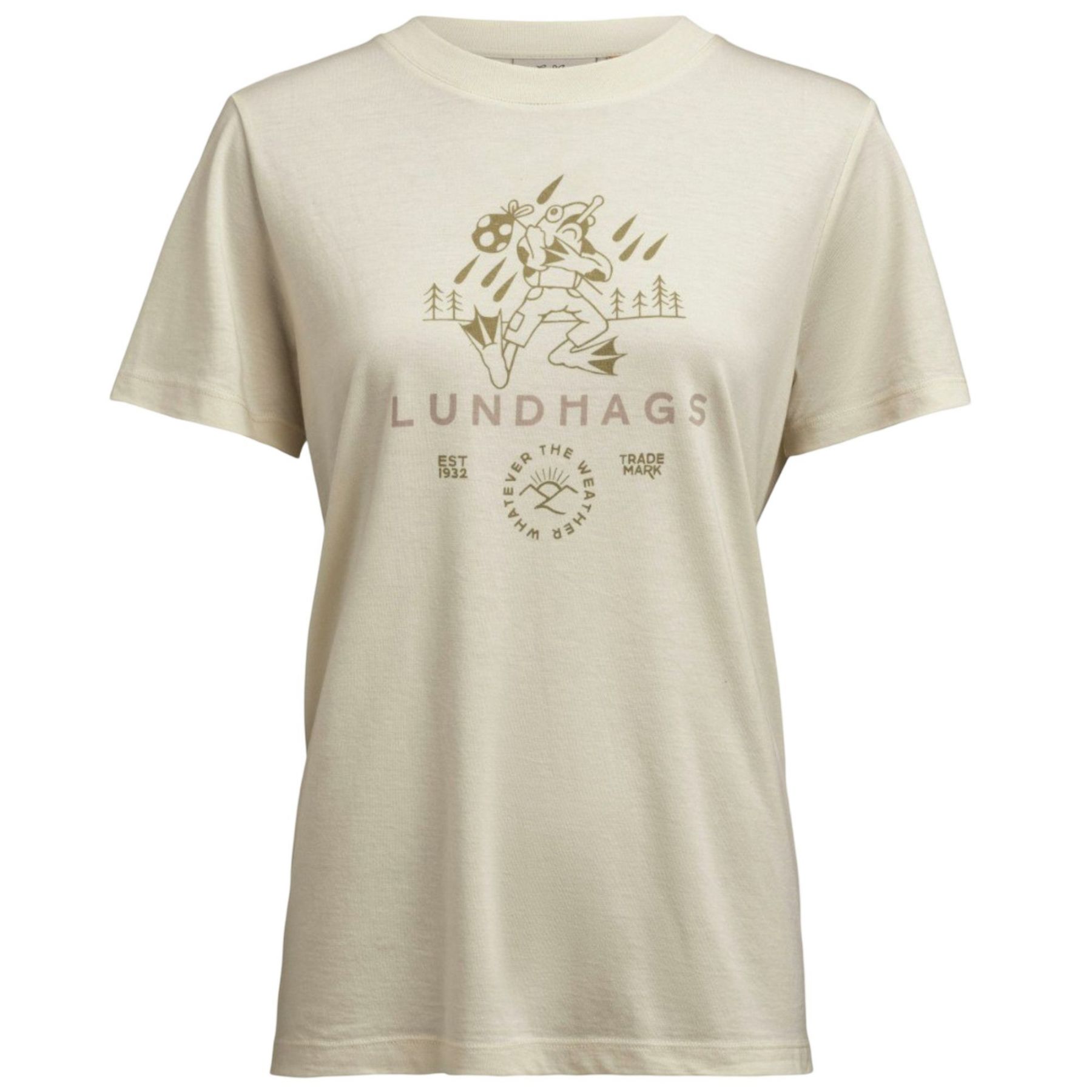 Lundhags Järpen Printed T-shirt, camiseta, mujer, blanco