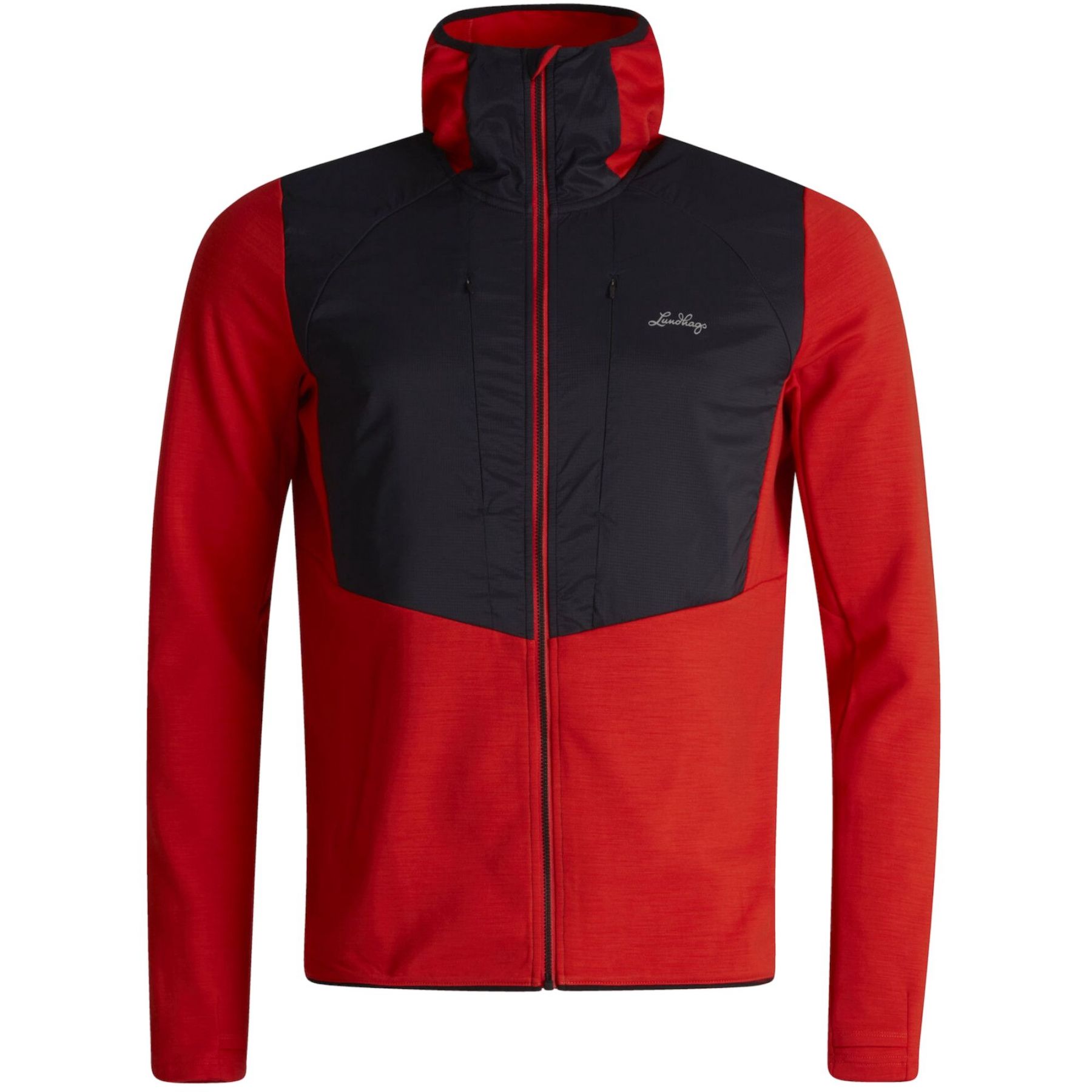 Lundhags Padje Merino Block Hoodie, capa intermedia, hombre, rojo