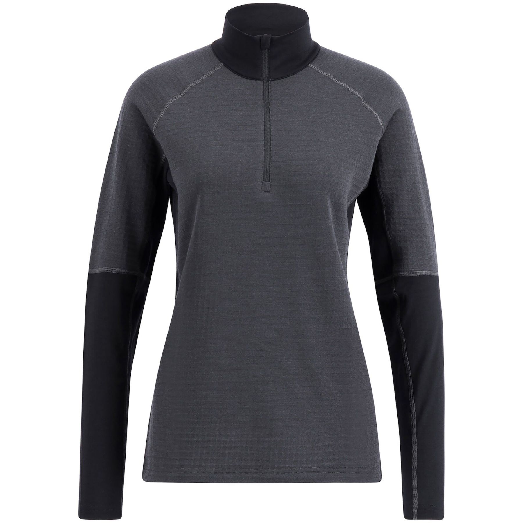 Lundhags Prime Merino Half Zip, capa intermedia, mujer, gris/negro
