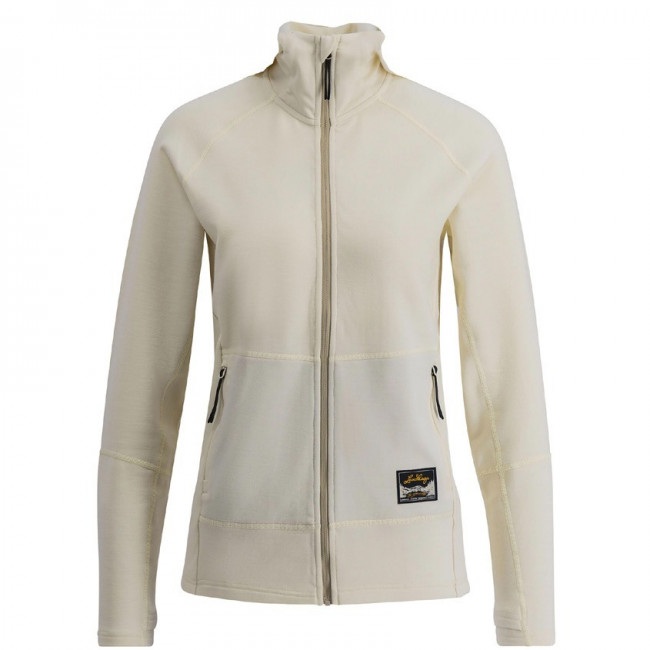 Lundhags Tived Merino Full Zip W, capa intermedia, negro, blanco