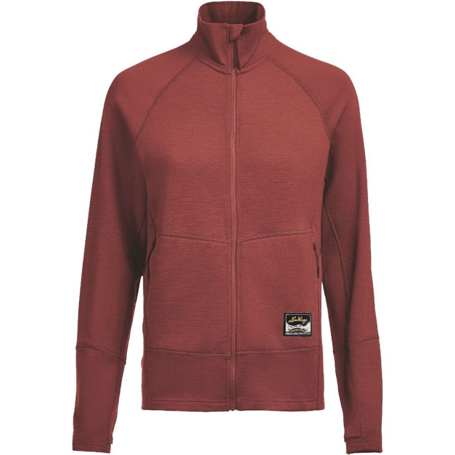 Lundhags Tived Merino Full Zip W, capa intermedia, negro, rojo