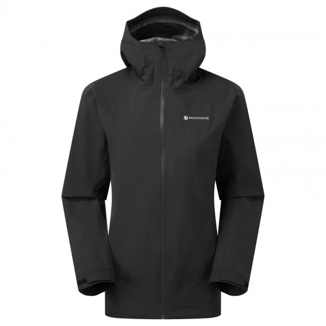 Montane F Solution Jacket, chaqueta impermeable, mujer, negro