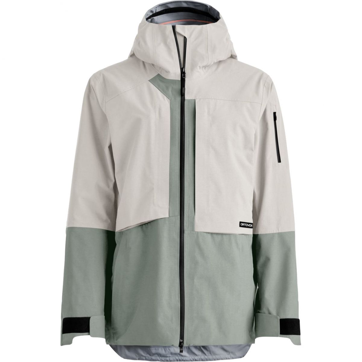 Ortovox Ravine Plus 3L, chaqueta impermeable, mujer, beige/verde claro