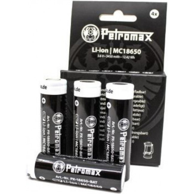 Petromax Baterías Recargables LI-ION 18650 3.6 V, 3450 MAH Paquete de 4, Baterías