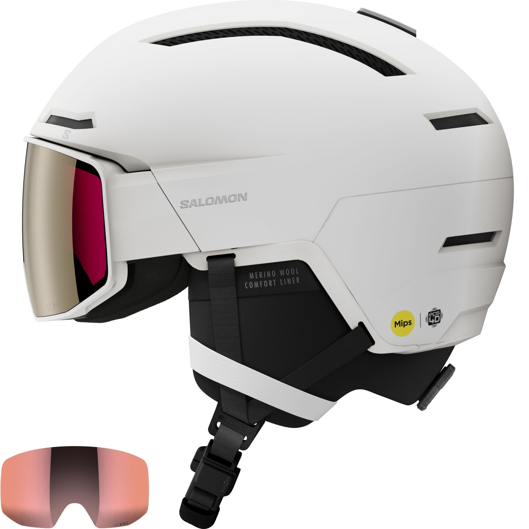 Salomon Driver Prime Sigma Plus MIPS, casco de esquí con visera, blanco