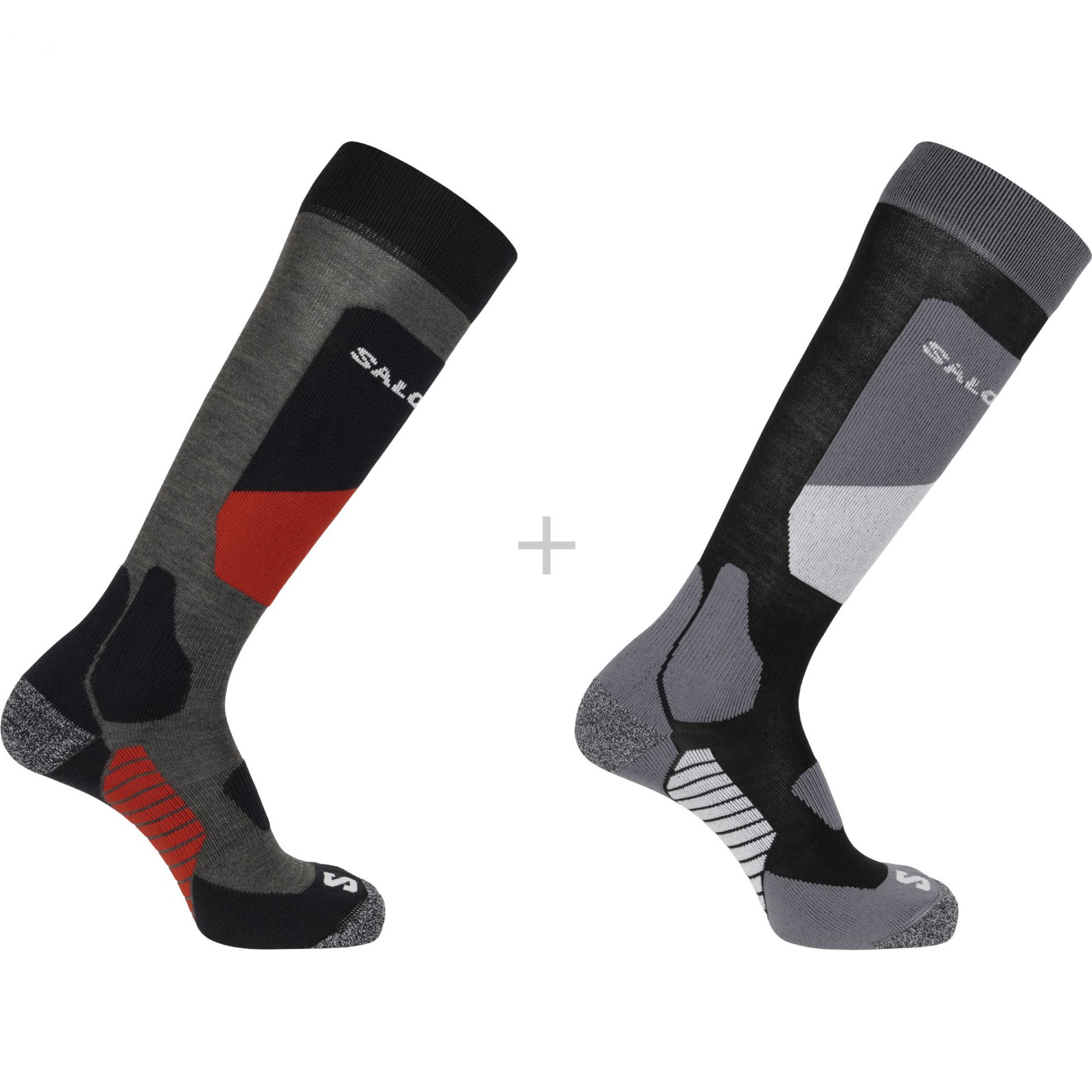 Salomon S/Access, calcetines de esquí, pack de 2, negro/gris oscuro