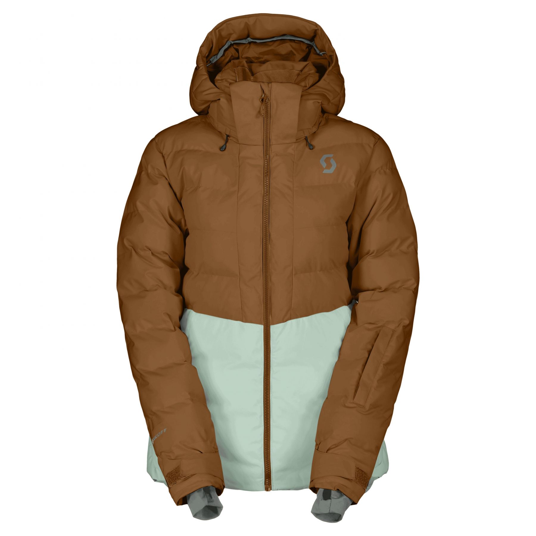 Scott Ultimate Warm, chaqueta de pluma de fibra para mujer, marrón/verde claro