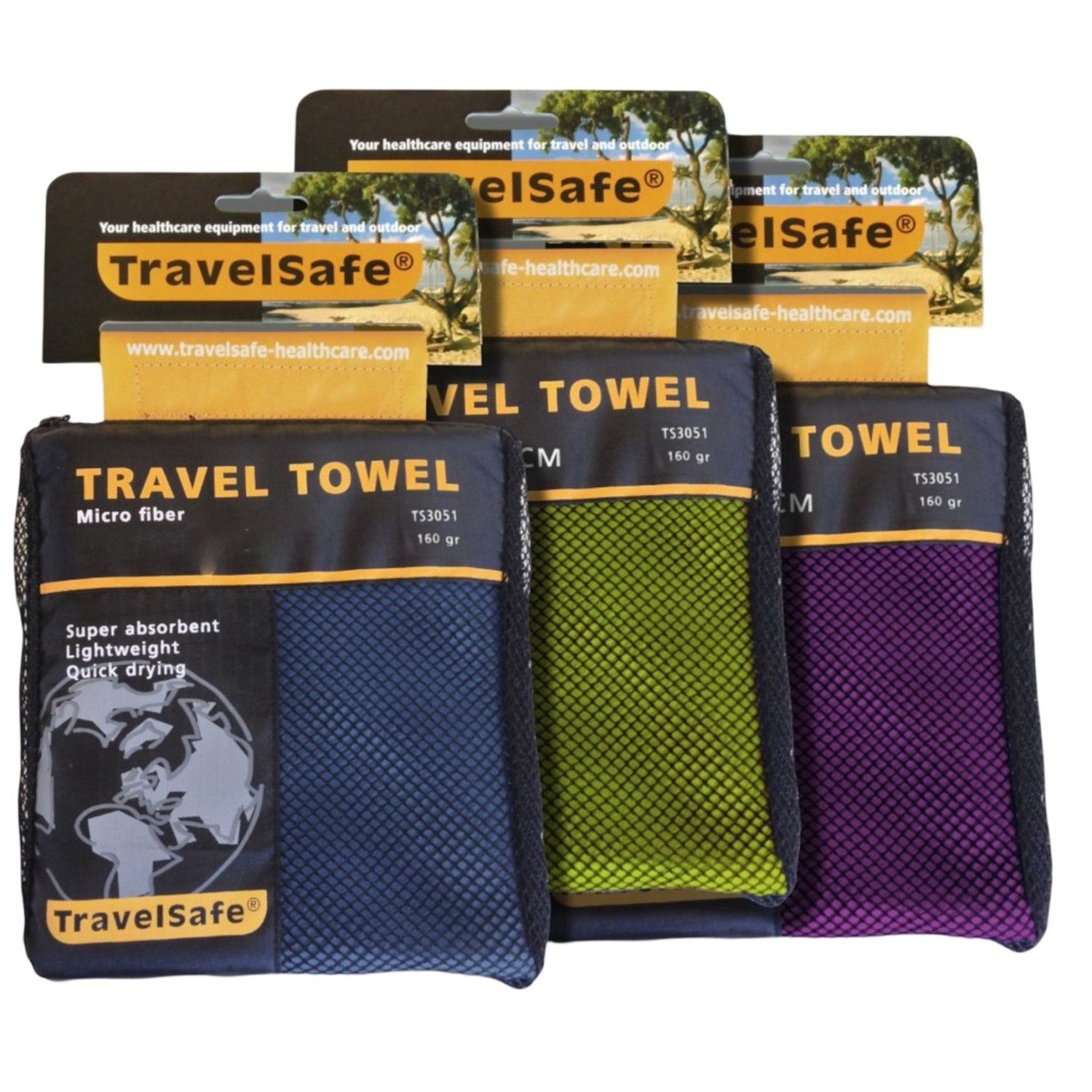Travel Safe Toalla de Viaje Microfibra L, azul