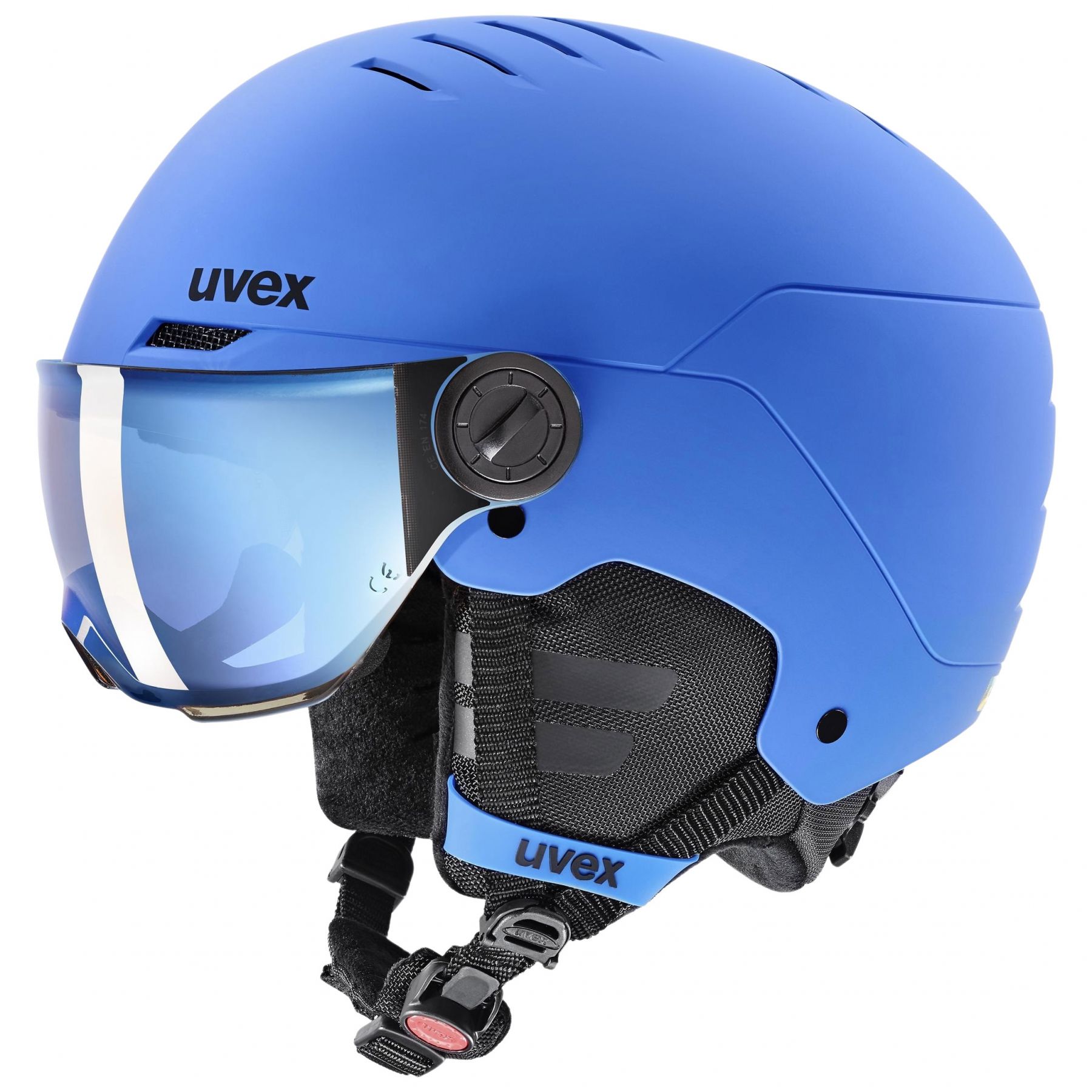 Uvex Rocket JR Visor, casco de esquí con visera, junior, azul