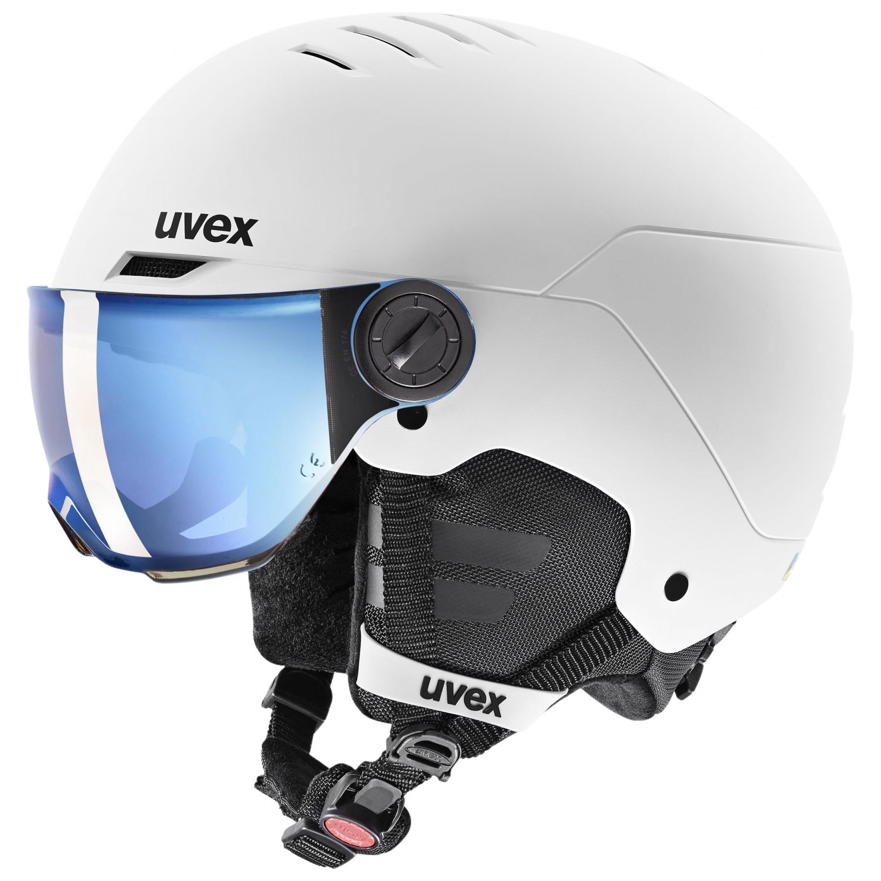 Uvex Rocket JR Visor, casco de esquí con visor, junior, blanco