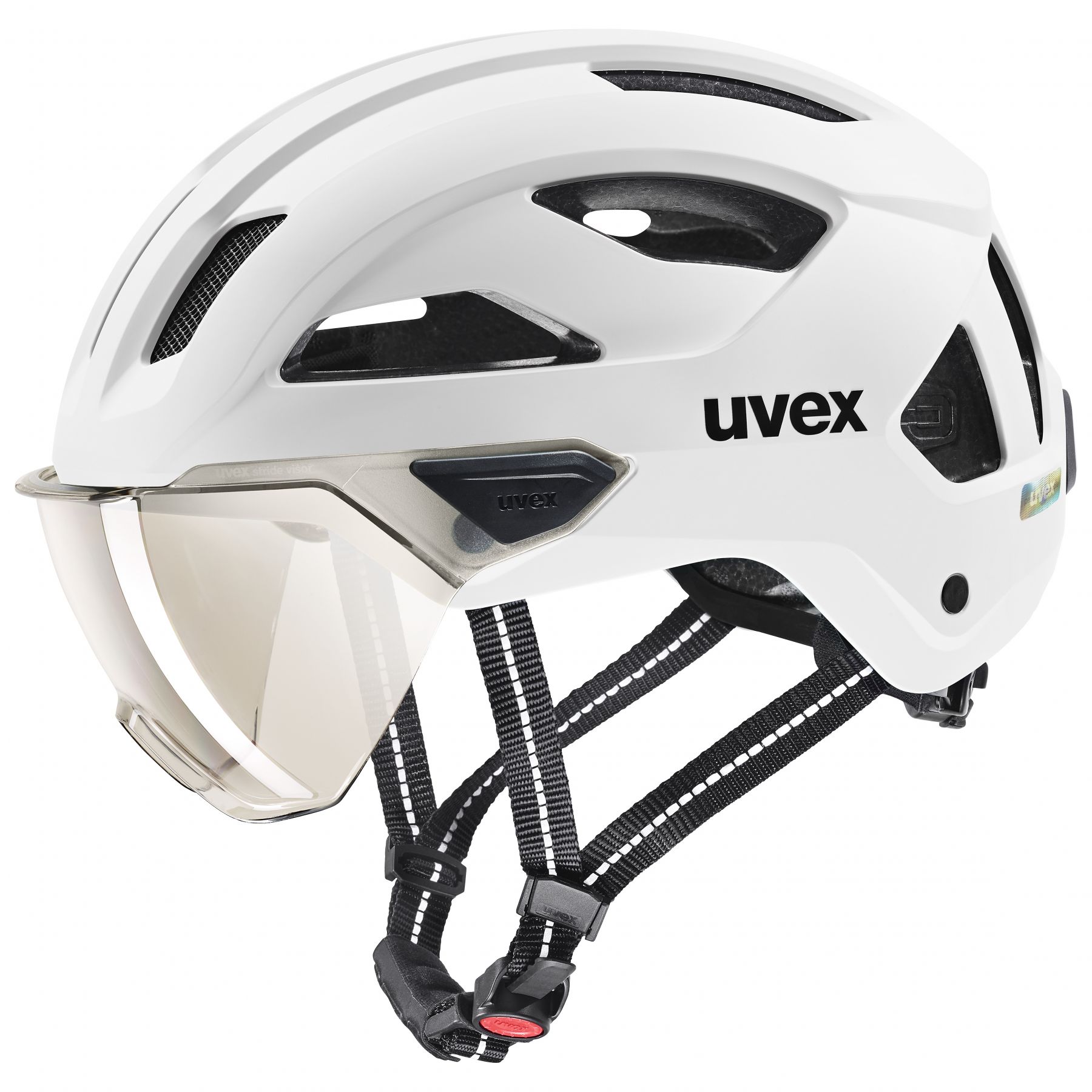 Uvex Stride Visor, casco de ciclismo, blanco
