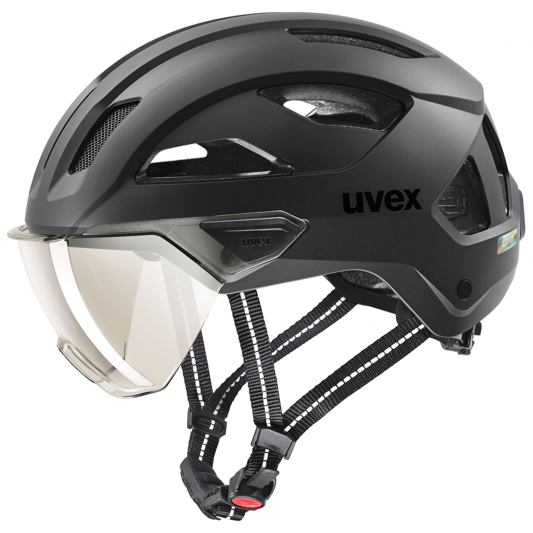 Uvex Stride Visor, casco de ciclismo, negro