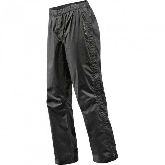 Vaude Men's Fluid Full-zip Pants II S/S, pantalones impermeables, hombre, negro